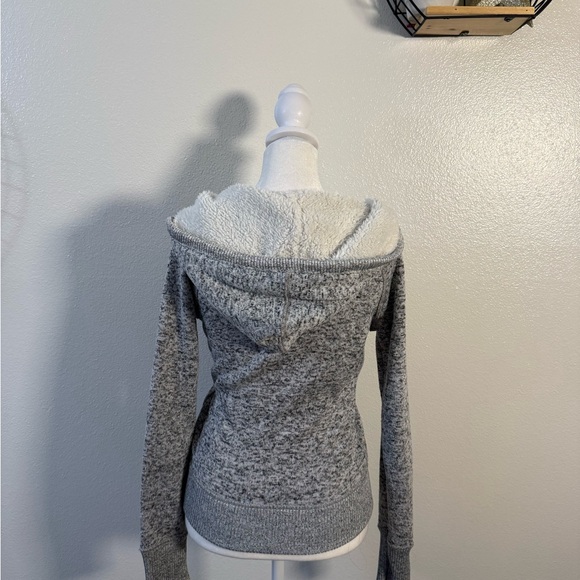 Y2K American eagle grey fur lined hoodie - Picture 5 of 6